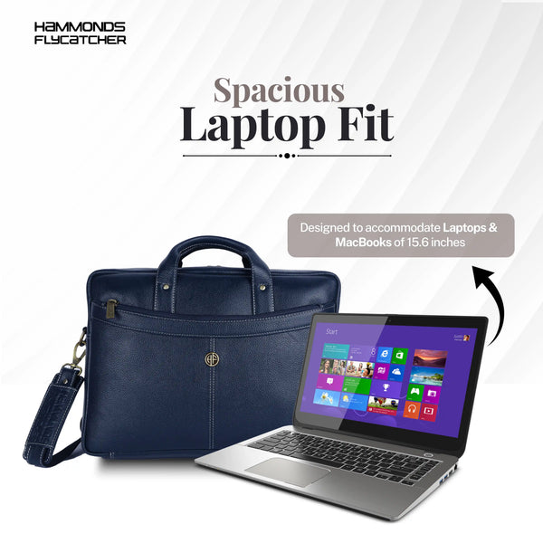 Leather Laptop Messenger Bag for Men with Multiple Compartments - Fits up to 15.6 Inch Laptop - 1 Year Warranty