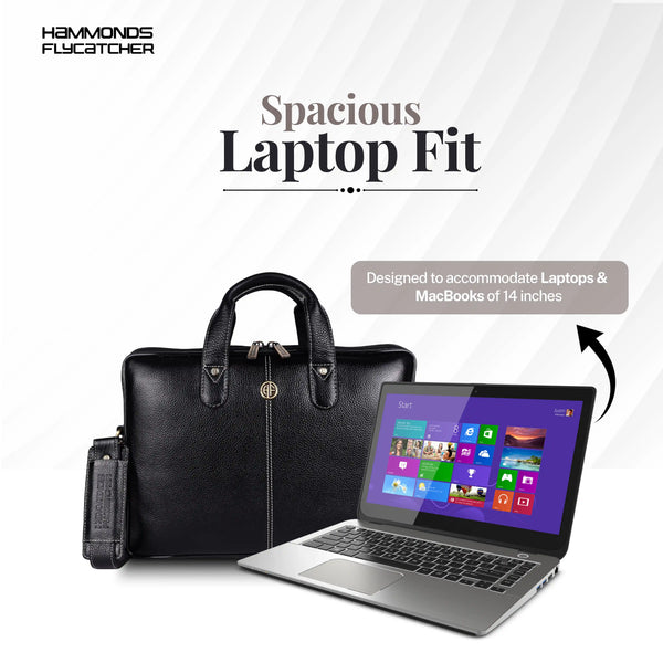 Office Bag for Men - Genuine Leather Laptop Bag - Fits Upto 14 Inch Laptop Bag/MacBook - 1 Year Warranty