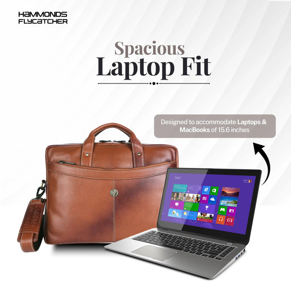Leather Laptop Messenger Bag for Men with Multiple Compartments - Fits up to 15.6 Inch Laptop - 1 Year Warranty