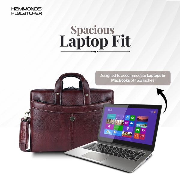 Leather Laptop Messenger Bag for Men with Multiple Compartments - Fits up to 15.6 Inch Laptop - 1 Year Warranty
