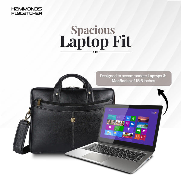 Leather Laptop Messenger Bag for Men with Multiple Compartments - Fits up to 15.6 Inch Laptop - 1 Year Warranty