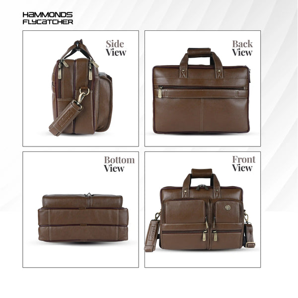 Genuine Leather Office Bag for Men - Fits Up to 15.6 Inch Laptop/MacBook