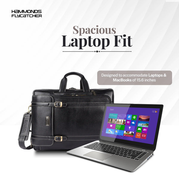 Laptop Bag for Men - Genuine Leather Office Bag - Fits upto 15.6 Inch Laptop/MacBook - Messenger Bag