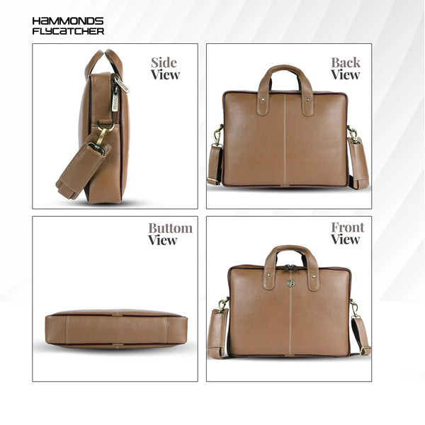 Office Bag for Men - Genuine Leather Laptop Bag - Fits Upto 14 Inch Laptop Bag/MacBook - 1 Year Warranty