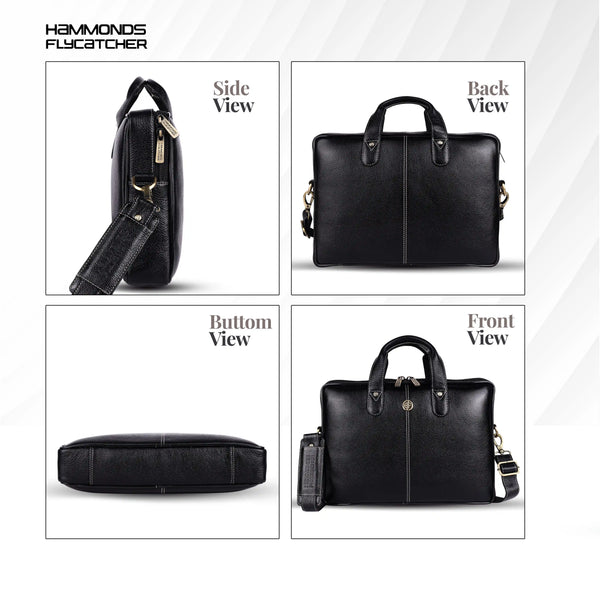 Office Bag for Men - Genuine Leather Laptop Bag - Fits Upto 14 Inch Laptop Bag/MacBook - 1 Year Warranty