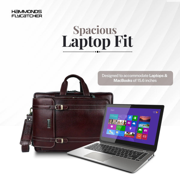 Laptop Bag for Men - Genuine Leather Office Bag - Fits upto 15.6 Inch Laptop/MacBook - Messenger Bag