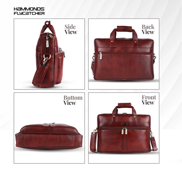 Genuine Leather Office Bag for Men - Laptop Bag - Fits Upto 15.6 Inch Laptop/MacBook - 1 Year Warranty