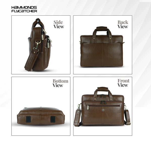 Office Shoulder Bag for Laptop - Genuine Leather - Fits 14 to 15.6 Inch Laptop/MacBook - 1 Year Warranty