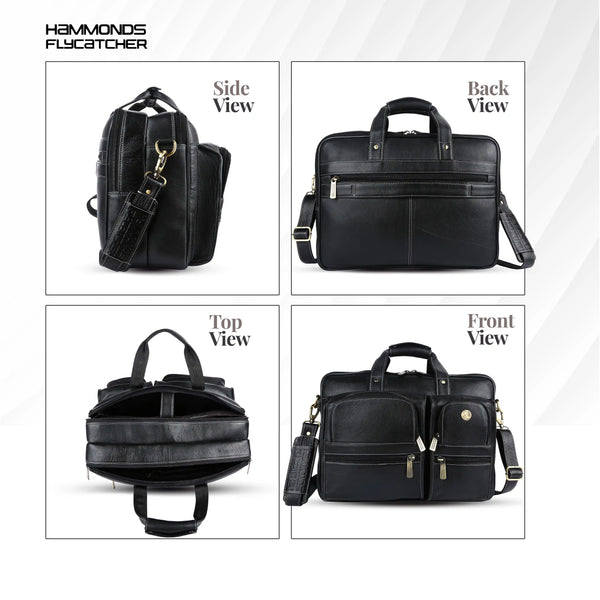 Genuine Leather Office Bag for Men - Fits Up to 15.6 Inch Laptop/MacBook