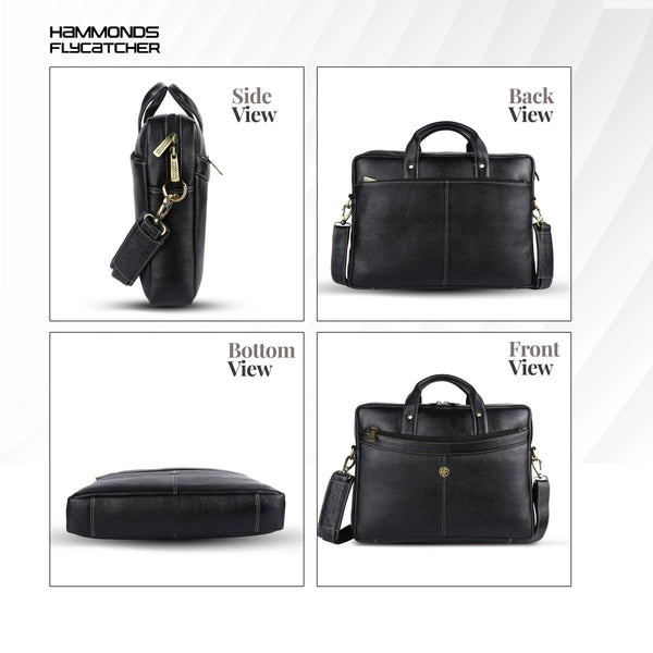 Leather Laptop Messenger Bag for Men with Multiple Compartments - Fits up to 15.6 Inch Laptop - 1 Year Warranty