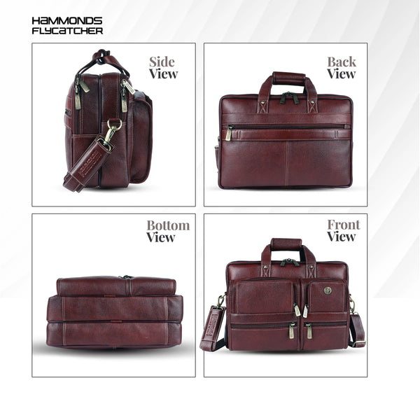 Genuine Leather Office Bag for Men - Fits Up to 15.6 Inch Laptop/MacBook