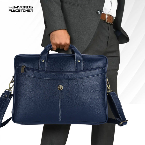 Leather Laptop Messenger Bag for Men with Multiple Compartments - Fits up to 15.6 Inch Laptop - 1 Year Warranty