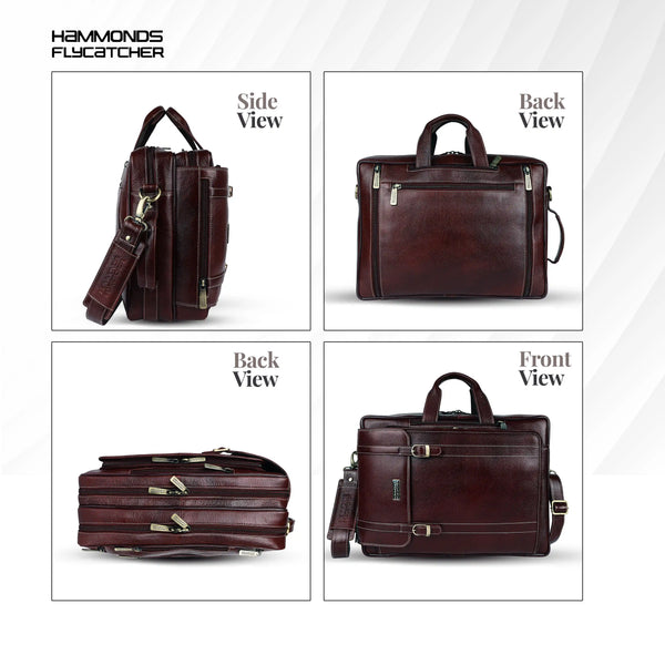Laptop Bag for Men - Genuine Leather Office Bag - Fits upto 15.6 Inch Laptop/MacBook - Messenger Bag