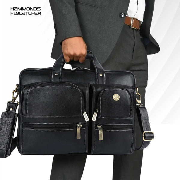 Genuine Leather Office Bag for Men - Fits Up to 15.6 Inch Laptop/MacBook