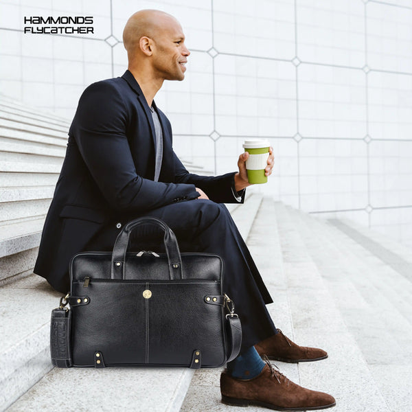 Leather Laptop Bag for Men - Fits Upto 15.6 Inch Laptop/MacBook - Premium Office Bag with 1 Year Warranty