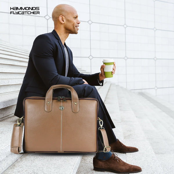 Office Bag for Men - Genuine Leather Laptop Bag - Fits Upto 14 Inch Laptop Bag/MacBook - 1 Year Warranty