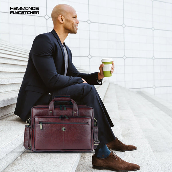 Office Shoulder Bag for Laptop - Genuine Leather - Fits 14 to 15.6 Inch Laptop/MacBook - 1 Year Warranty