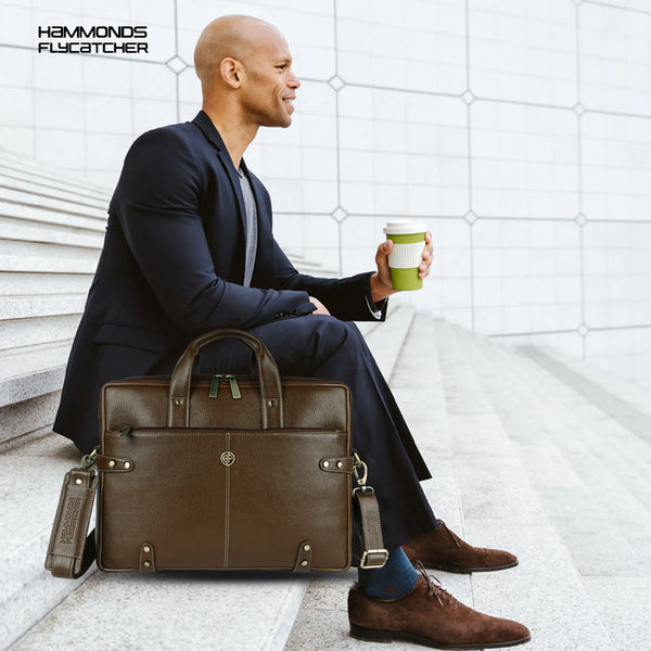 Leather Laptop Bag for Men - Fits Upto 15.6 Inch Laptop/MacBook - Premium Office Bag with 1 Year Warranty