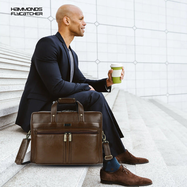 Genuine Leather Office Bag for Men - Laptop Bag - Fits Upto 15.6 Inch Laptop/MacBook - 1 Year Warranty