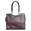 Genuine Leather Handbag Croco Textured Print