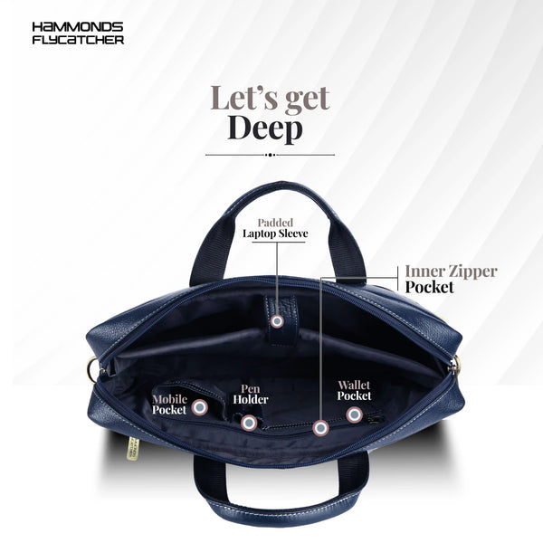 Leather Laptop Messenger Bag for Men with Multiple Compartments - Fits up to 15.6 Inch Laptop - 1 Year Warranty