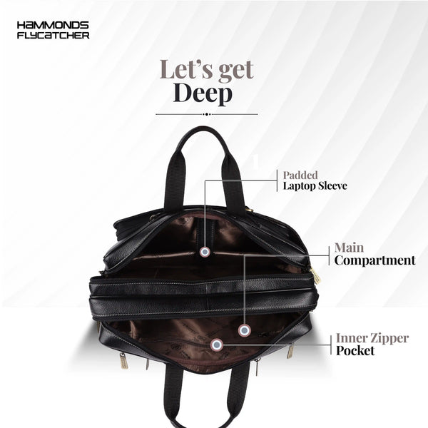 Laptop Bag for Men - Genuine Leather Office Bag - Fits upto 15.6 Inch Laptop/MacBook - Messenger Bag