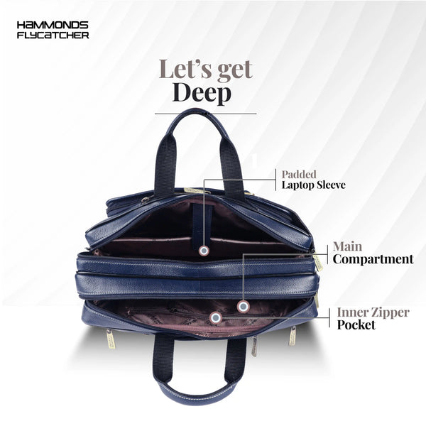Laptop Bag for Men - Genuine Leather Office Bag - Fits upto 15.6 Inch Laptop/MacBook - Messenger Bag