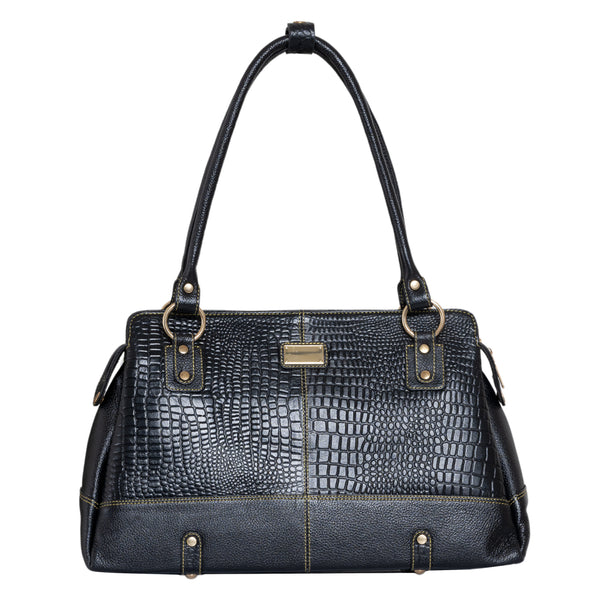 Genuine Leather Handbag Shopping - Black image