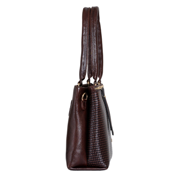 Natural Leather Ladies Handbag Front Metal Chain image 5