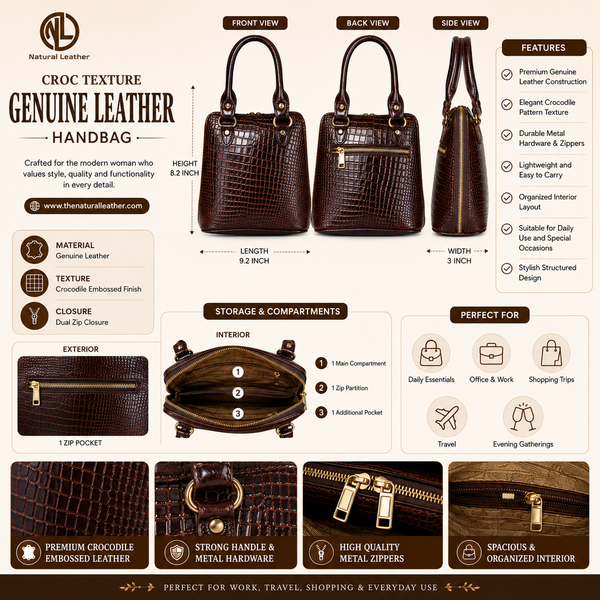 Natural Leather Round Handbag Tus image 3