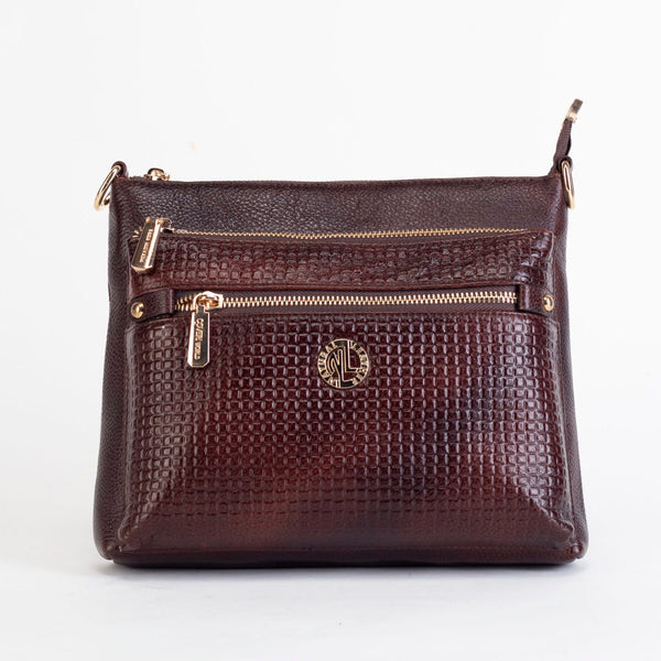 Natural Leather Mtl Chain Pocket Sling - Brown image