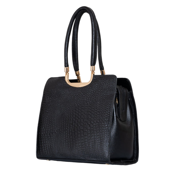Genuine Leather Handbag Croco Textured Print image 7