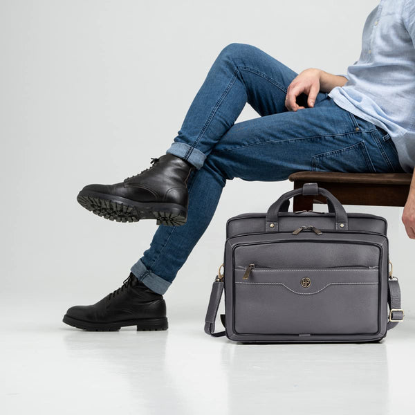 Laptop Bag for Men - Genuine Leather - Fits Upto 15.6 Inch Laptop