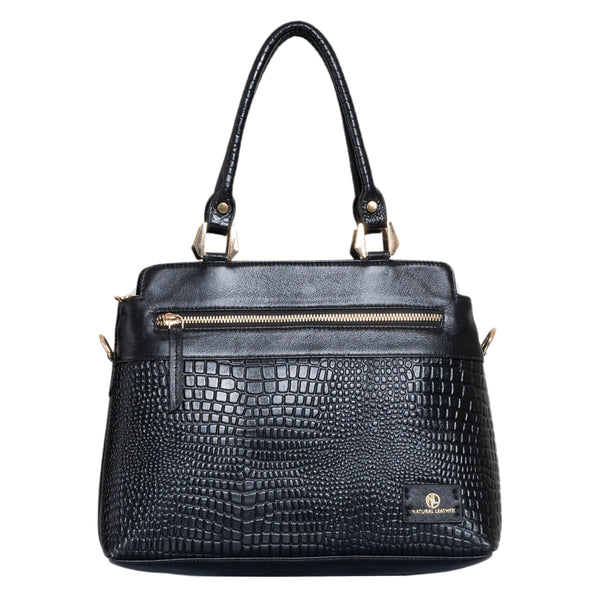 Genuine Leather Handbag - Black image
