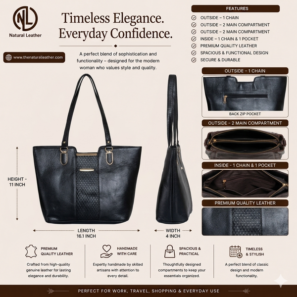 Genuine Leather Handbag Mid Cut image 2
