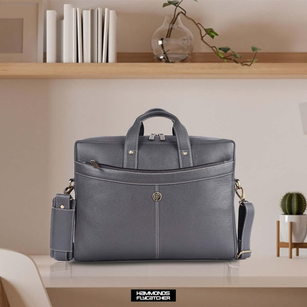 Leather Laptop Messenger Bag for Men with Multiple Compartments - Fits up to 15.6 Inch Laptop - 1 Year Warranty