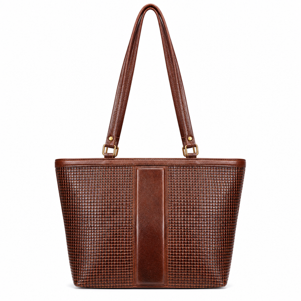 Natural Leather Tote Bag - Brown image