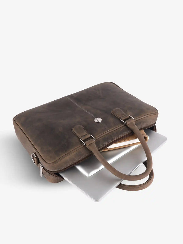 Genuine Leather Office Bag for Men, 15.6 Inch Laptop Bag, 1 Year Warranty