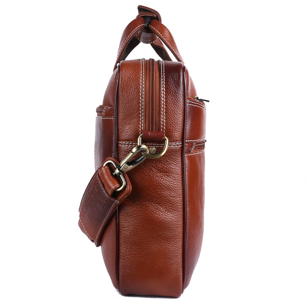 Leather Laptop Office Bag for Men - Messenger Shoulder Bag - Fits 14/15.6 Inch Laptop