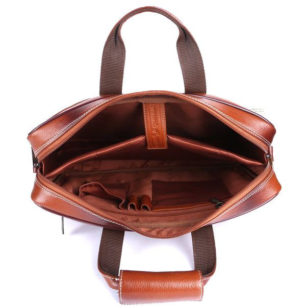 Leather Laptop Office Bag for Men - Messenger Shoulder Bag - Fits 14/15.6 Inch Laptop