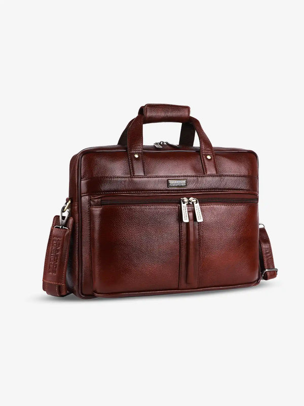 Genuine Leather Office Bag for Men - Laptop Bag - Fits Upto 15.6 Inch Laptop/MacBook - 1 Year Warranty
