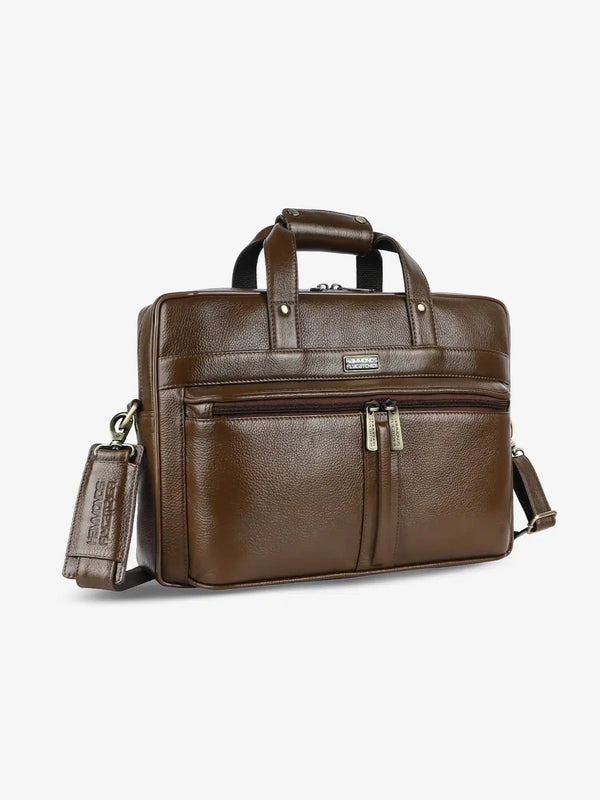 Genuine Leather Office Bag for Men - Laptop Bag - Fits Upto 15.6 Inch Laptop/MacBook - 1 Year Warranty