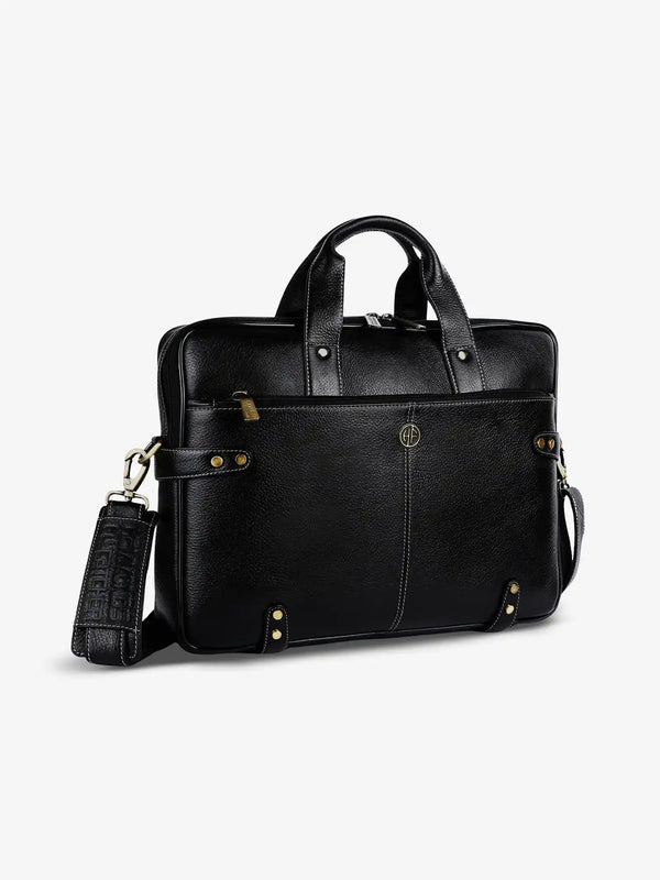 Leather Laptop Bag for Men - Fits Upto 15.6 Inch Laptop/MacBook - Premium Office Bag with 1 Year Warranty