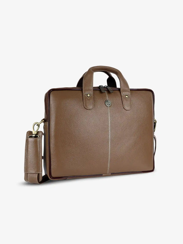 Office Bag for Men - Genuine Leather Laptop Bag - Fits Upto 14 Inch Laptop Bag/MacBook - 1 Year Warranty