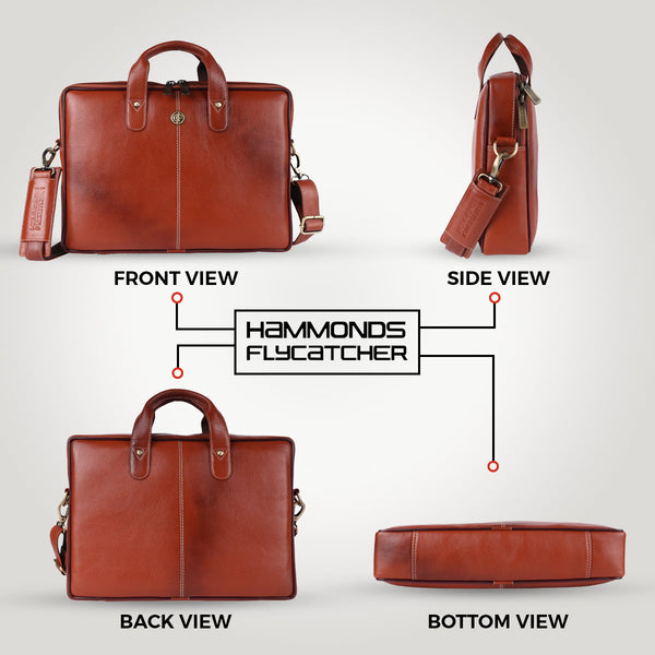 Office Bag for Men - Genuine Leather Laptop Bag - Fits Upto 14 Inch Laptop Bag/MacBook - 1 Year Warranty