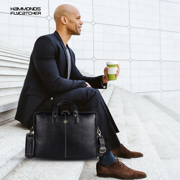 Genuine Leather Laptop Bag for Men - Office Bag - Fits Up to 14/15.6 Inch Laptop/MacBook