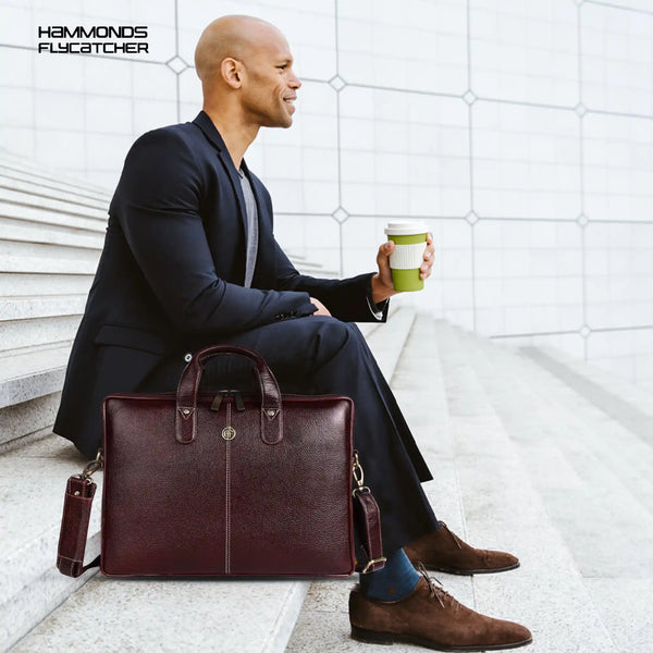 Genuine Leather Laptop Bag for Men - Office Bag - Fits Up to 14/15.6 Inch Laptop/MacBook