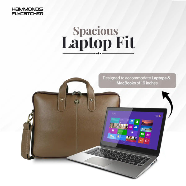 Genuine Leather Laptop Bag for Men - Office Bag - Fits Up to 14/15.6 Inch Laptop/MacBook