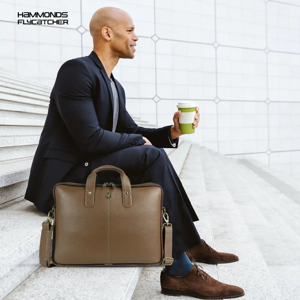 Genuine Leather Laptop Bag for Men - Office Bag - Fits Up to 14/15.6 Inch Laptop/MacBook
