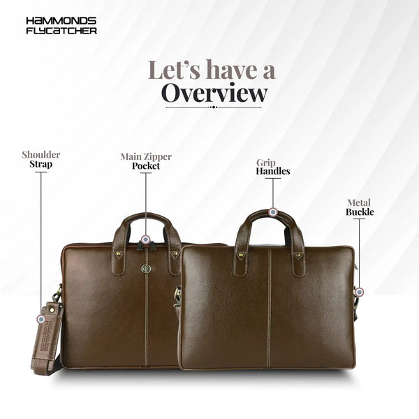 Genuine Leather Laptop Bag for Men - Office Bag - Fits Up to 14/15.6 Inch Laptop/MacBook